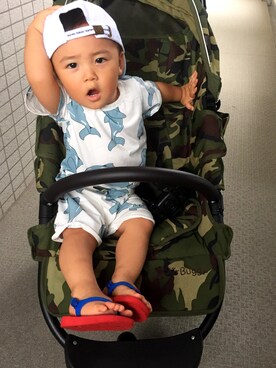 「1歳児」｜「アイテム（キャップ）」を使った、BABYLEEさん（キッズ・90cm）の夏コーディネート