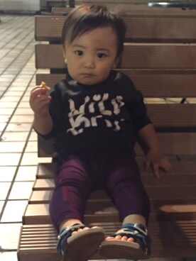 「1歳児」｜「アイテム（スウェット）」を使った、BABYLEEさん（キッズ・90cm）の秋コーディネート