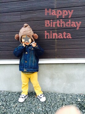 「abcd（ナシ）のアイテム（ダウンジャケット/コート）」を使った、hinananazenさん（キッズ・80cm）の秋コーディネート