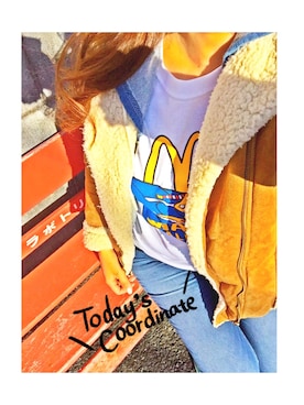 「UGG」｜「アイテム（ムートンコート）」を使った、miico4さん（レディース・161cm）の春コーディネート