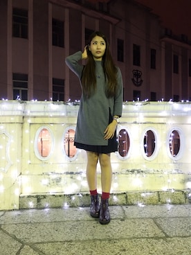 「PULL&BEAR（プルアンドベア）のアイテム（ブーツ）」を使った、Mioさん（レディース・160cm）の冬コーディネート