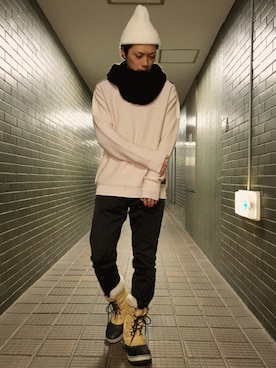 「スヌード」｜クマガイさん（メンズ・172cm）の冬コーディネート