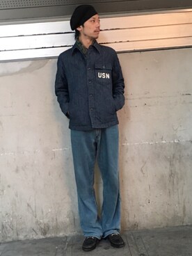「TYPE BLUE（タイプブルー）のアイテム（トップス）」を使った、クマガイさん（メンズ・172cm）の秋コーディネート