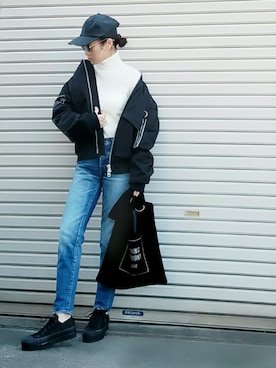 「ANDERSSON BELL（アンダースンベル）のアイテム（ジャケット/アウター）」を使った、sashaさん（レディース・157cm）の秋コーディネート