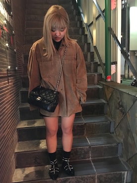 「ヒョウ柄ベルト」｜kana etoさん（レディース・159cm）の冬コーディネート