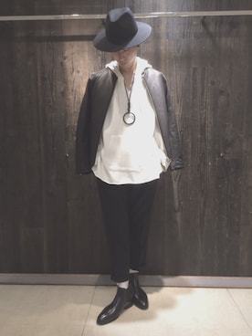 「定番」｜「アイテム（ライダースジャケット）」を使った、SHUN_Kさん（メンズ・180cm）の秋コーディネート