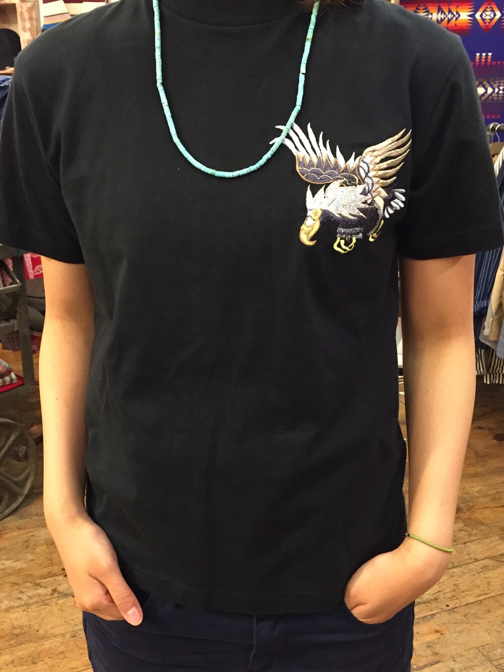 「JAPANのアイテム（Tシャツ/カットソー、ブラック系）」を使った、shin*さん（レディース・167cm）の夏コーディネートの1枚目の写真