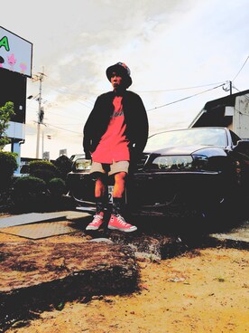 「CONVERSE（コンバース）のアイテム（スニーカー、レッド系）」を使った、ryohei nogamiさん（メンズ）の秋コーディネート