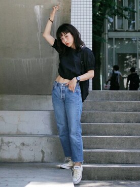 「コンバンース」｜akiさん（レディース・163cm）の春コーディネート