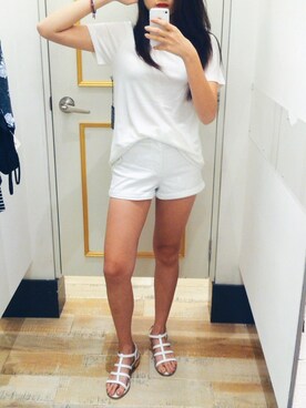 「FOREVER 21（フォーエバー トゥエンティーワン）のアイテム（パンツ、ホワイト系）」を使った、Yingさん（レディース・161cm）の春コーディネート