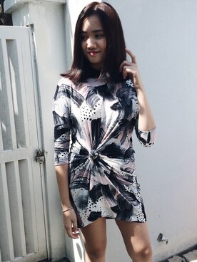 「MONKI（モンキ）のアイテム（ドレス）」を使った、Yingさん（レディース・161cm）の春コーディネート