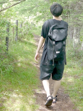 「BOYCOTT（ボイコット）のアイテム（バッグ）」を使った、ふみさん（メンズ・168cm）の夏コーディネート