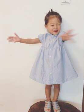 「アイテム（シャツワンピース）」を使った、ailunさん（キッズ・90cm）の夏コーディネート