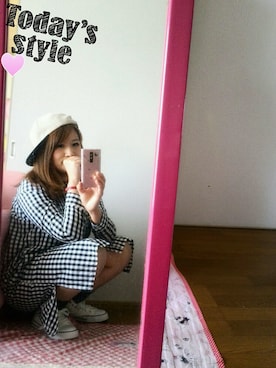 「チェックシャツワンピース」｜「アイテム（その他）」を使った、yuhinaさん（レディース・158cm）の春コーディネート