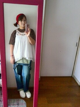 「3can4on（サンカンシオン）のアイテム（オールインワン・サロペット）」を使った、yuhinaさん（レディース・158cm）の秋コーディネート