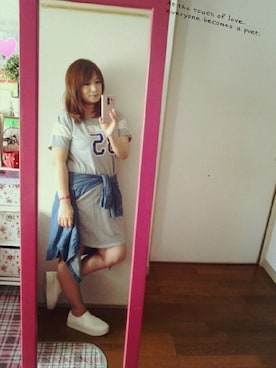 「ロゴワンピース」｜「アイテム（その他）」を使った、yuhinaさん（レディース・158cm）の春コーディネート