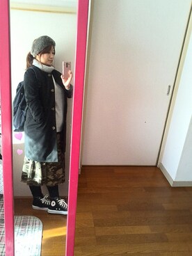 「RAY CASSIN（レイカズン）のアイテム（ノーカラージャケット）」を使った、yuhinaさん（レディース・158cm）の冬コーディネート