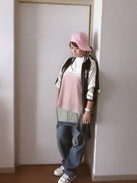 「3can4on（サンカンシオン）のアイテム（サロペット/オーバーオール）」を使った、yuhinaさん（レディース・158cm）の秋コーディネート