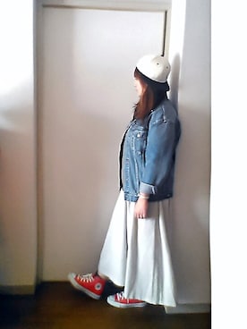 「chapter world（チャプターワールド）のアイテム（キャップ）」を使った、yuhinaさん（レディース・158cm）の秋コーディネート
