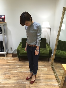 「アイテム（パンプス、オレンジ系）」を使った、なんばマルイ店さん（レディース・164cm）の秋コーディネート