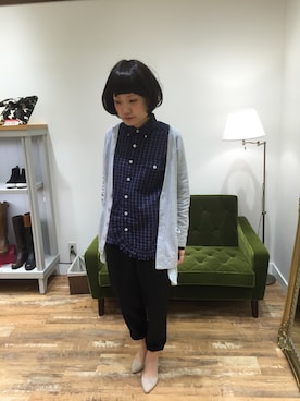 「グレーカーディガン」｜なんばマルイ店さん（レディース・158cm）の冬コーディネート