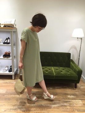 「ボーダーワンピース」｜なんばマルイ店さん（レディース・156cm）の夏コーディネート