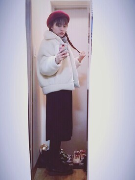 「STYLENANDA（スタイルナンダ）のアイテム（ハンチング/ベレー帽）」を使った、ㅎㅅㅎさん（レディース・163cm）の冬コーディネート