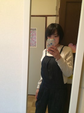 「coen（コーエン）のアイテム（つなぎ/オールインワン）」を使った、なおんさん（レディース・154cm）の春コーディネート