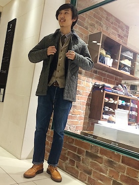 「LAVENHAM（ラベンハム）のアイテム（その他アウター）」を使った、すーやんさん（メンズ・177cm）の秋コーディネート