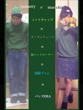 「FRUIT OF THE LOOM（フルーツオブザルーム）のアイテム（ニットキャップ/ビーニー）」を使った、やまてぃーさん（メンズ・170cm）の秋コーディネート