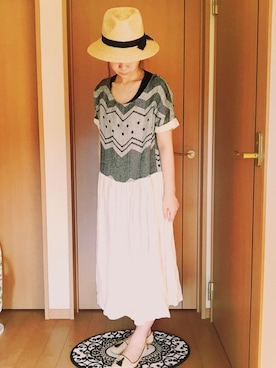 「tumugu（ツムグ）のアイテム（ワンピース、ブラック系）」を使った、Chikkyさん（レディース）の夏コーディネート