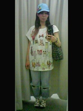 「Barbie（バービー）のアイテム（帽子）」を使った、いなるさん（レディース・165cm）の夏コーディネート