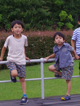 「NANO universe（ナノユニバース）のアイテム（パンツ）」を使った、ただいおさん（キッズ・124cm）の夏コーディネート