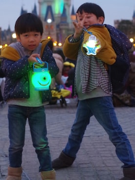 「アイテム（おもちゃ、グリーン系）」を使った、ただいおさん（キッズ・124cm）の春コーディネート