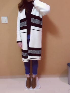 「GU（ジーユー）のアイテム（ニット/セーター、ブラック系）」を使った、mmk..◡̈♡さん（レディース・166cm）の冬コーディネート