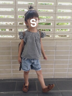 「アイテム（モカシン/デッキシューズ）」を使った、saaaaさん（キッズ・100cm）の夏コーディネート