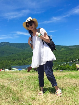 「スポサン」｜「アイテム（チュニック）」を使った、くまこさん（レディース・162cm）の夏コーディネート