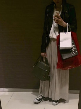 「united arrows」｜「アイテム（ライダースジャケット）」を使った、ma＊さん（レディース・163cm）の春コーディネート