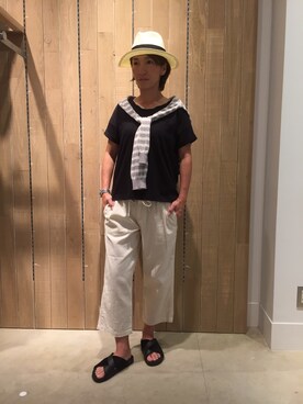 「coen（コーエン）のアイテム（ハット、ホワイト系）」を使った、coen☆かなえさん（レディース・160cm）の春コーディネート