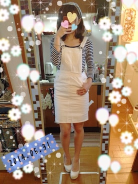 「白スカート」｜「アイテム（サロペット/オーバーオール）」を使った、MIさん（レディース・163cm）の春コーディネート