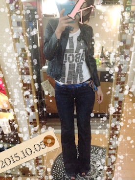 「JILL by Jillstuart」｜「アイテム（ライダースジャケット）」を使った、MIさん（レディース・163cm）の秋コーディネート