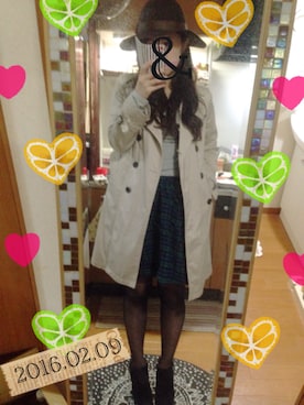 「FOREVER 21」｜「アイテム（トレンチコート）」を使った、MIさん（レディース・163cm）の冬コーディネート