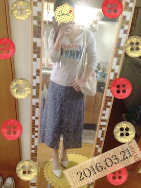 「小花柄ワンピース」｜「アイテム（スウェット）」を使った、MIさん（レディース・163cm）の春コーディネート