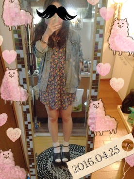 「小花柄ワンピース」｜「アイテム（サンダル）」を使った、MIさん（レディース・163cm）の春コーディネート