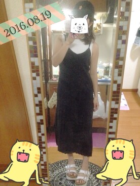 「ノースリーブニット」｜「アイテム（キャップ）」を使った、MIさん（レディース・163cm）の夏コーディネート