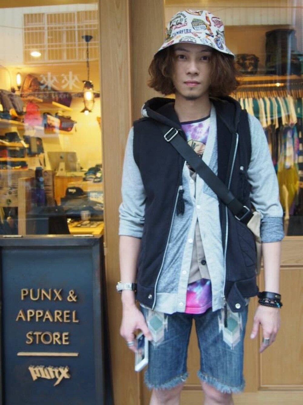 「Taiwan、fashion、shop、street、NIXON、overkill」｜「NIXONのThe manual（アナログ腕時計、ホワイト系）」を使った、PUNXさん（メンズ・174cm）の夏コーディネートの1枚目の写真