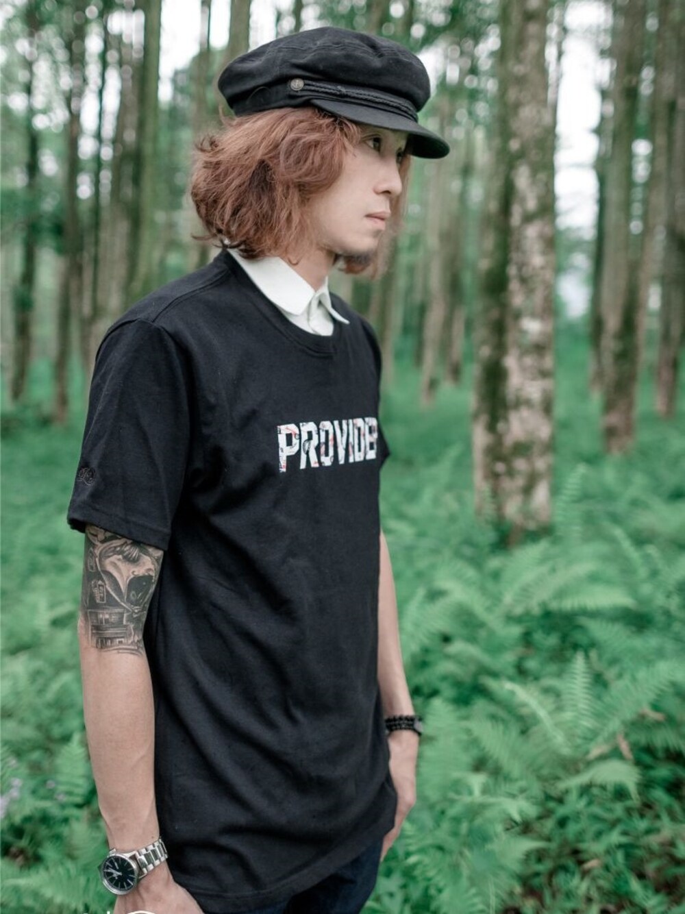 「Taiwan、black、LOGO、fashion、WEARBOOKエントリー」｜「PROVIDERのアイテム（Tシャツ/カットソー、ブラック系）」を使った、PUNXさん（メンズ・174cm）の夏コーディネートの1枚目の写真