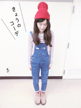 「アイテム（つなぎ/オールインワン）」を使った、Erica_Chengさん（レディース・161cm）の冬コーディネート