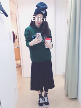 「HYPE（ハイプ）のアイテム（帽子）」を使った、Erica_Chengさん（レディース・161cm）の春コーディネート