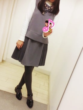 「2% TOKYO（トゥーパーセントトウキョウ）のアイテム（ワンピース、グレー系）」を使った、めーさん（レディース・153cm）の冬コーディネート